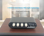 TENEALAY 4 in 1 Out / 1 in 4 Out AUX 3.5mm Stereo Audio Input Signal Source Switcher, 4-Way Switch Selector Splitter Box M41