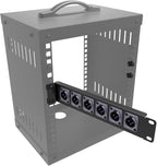 QiaoYoubang 10" 1U Mini Hinged D-Series Connectors Rack Panel 6D XLR HDMI Audio Rack Mount Panel for 10 inches Rack Mount or 10 inch Server Cabinet (1U10IN6D)
