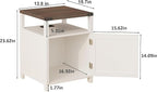 HOSEOKA Farmhouse Nightstand Set of 2 with Charging Station, Rustic End Table Bedroom with Storage Living Room Side Table White Night Stand Industrial Bedside Bed Table with USB Ports and Outlets