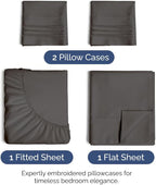 Cal King Size 4 Piece Sheet Set - Comfy Breathable & Cooling Bed Sheets Set - Hotel Luxury Bedding for Women, Men, Kids, Teens, Boys & Girls - Deep Pockets, Soft, Wrinkle Free - Oeko-Tex - Charcoal