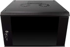 NavePoint 6U Server Rack Enclosure with Glass Door, Cooling Fan, Locks, & Removable Side Panels - 6U Wall Mount Network Cabinet 19 Inch Rack 17.7 Inches Deep