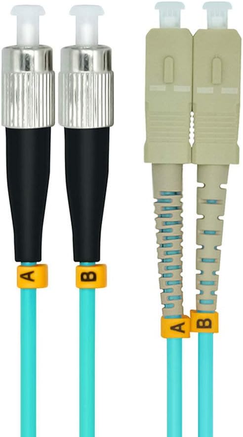 Jeirdus 2Meters 6ft SC to FC Duplex 50/125 10G OM3 Multi-Mode Fiber Optic Cable Jumper Optical Patch Cord SC-FC