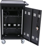 OFLILAK 36-Device Mobile Charging Cart with Charging Power Strip and Front and Rear Access Locks, Cable Management, Up to 17"", Safe Charging Cabinet for Ipads, Chromebooks, Tablets, Laptops Black