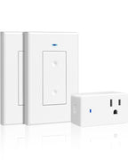 Remote Control Outlet Wireless Light Switch, Expandable and Removable Remote Outlet Switch Kit for Lamps, Fan, Home Appliance, 100ft RF Range, FCC Listed (2 Controllers + 1 Outlet) W08RC2106