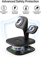 3 in 1 Wireless Charging Station for Apple Magsafe Charger Stand,Magnetic Wireless Charger Station for iPhone 17 Air 16 15 14 13 12 Series,Apple Watch Series 1-10,AirPods with LED and Adapter