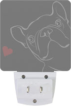 Smoaffly French Bulldog Dog red Heart Night Light Plug-in LED Nightlights Auto Sensor Night Lamp Dusk-to-Dawn Lamp Home Decor for Nursery Children Girls Boys