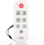 Anderic RR1004 Big Button TV Remote Control – Senior Friendly, Easy-to-use with Glow Keys, Simple Layout – Ideal for Elderly Care & Assisted Living – Compatible with Most IR TVs - White - 1 Pack