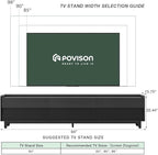 POVISON Fully-Assembled Mid Century Modern TV Stand with Legs, Wood Media Console with Adjustable LED Light, Entertainment Center with Storage for Living Room