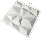 Art3d 12 Pack 3D Diamond Design Wall panels 19.7"x19.7" PVC Panel for Interior Wall Decor Living Room, Office, TV Background, Snow White