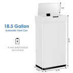 AthLike Sensor Trash Can, Touchless Motion Sensor Trash Bin, Smart Automatic Garbage Can with Soft-Close Lid, Bag Retainer Ring and Display Light,for Kitchen,Living Room Office (White, 18.5 Gal)