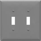 ENERLITES Double Light Switch Wall Plate, Toggle Switch Plate, Gloss Finish, 2-Gang Mid-Size 4.88" x 4.92", Unbreakable Polycarbonate Thermoplastic, UL Listed, 8812M-GY, Gray