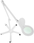 Neatfi (New Model) Bifocals 1,200 Lumens LED Magnifying Floor Lamp with Rolling Base, 5 Diopter with 20 Diopter, Dimmable, Adjustable Arm (5 Inches, White)
