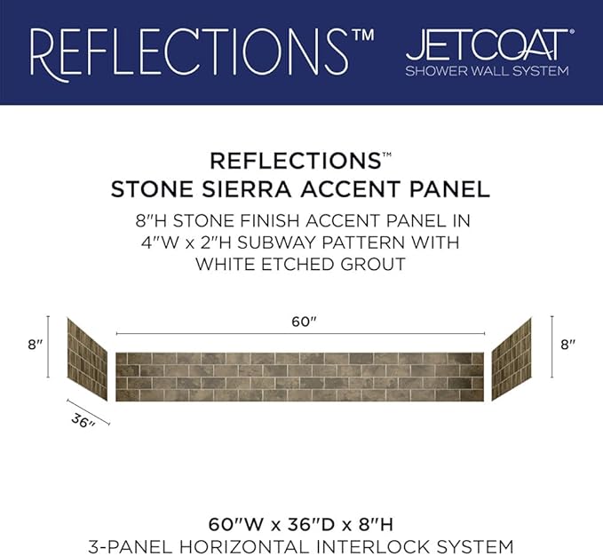 Miseno MSW-603696RFL Readyset 60" X 36" X 96" Fifteen Panel Alcove Shower Wall Kit - Stone Mesa