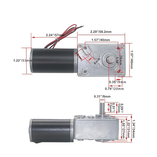 BRINGSMART 12V 40rpm DC Worm Gear Motor 40kg.cm Self-Locking Reversed Engine Mini Turbine Geared Motor for DIY Robot Rotating Table Door Lock Curtain Machine (12V 40rpm)