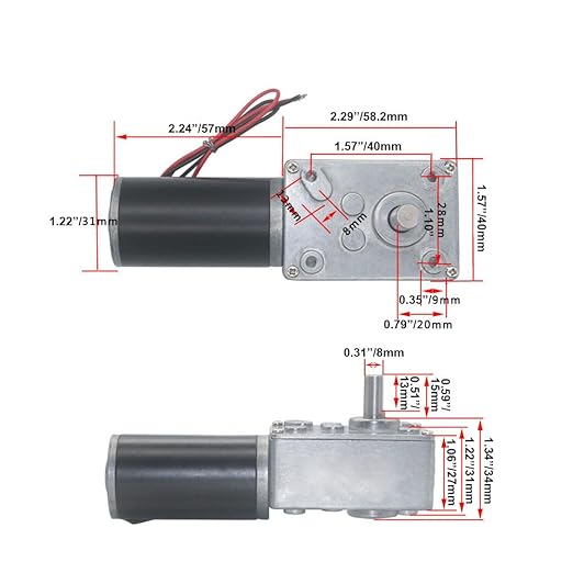 BRINGSMART A58SW31ZY 12V 470rpm DC Worm Gear Motor 3.4kg.cm Self-Locking Reversed Mini Turbine Geared Motor for DIY Robot Rotating Table Door Lock Curtain Machine (12V 470rpm)
