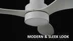 SMAAIR 52 Inch Ceiling Fan with Light and Remote Control, Flush Mount Ceiling Fans with Lights, Reversible, Noiseless DC Motors, Dimmable, Indoor Ceiling Fan for Bedroom, Living Room, White