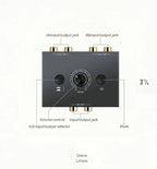 RCA Stereo Audio Switcher R/L Audio Selector Splitter 2(1)-in-1(2)-Out Audio Selector Switch Box with One Key Mute and Switch Compatible Active Speaker,PC,Ipad,etc