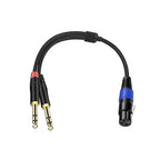 Jozzai 6.35mm Dual TRS to XLR Female Cable for Microphone, Mixer, Amplifier, 1.5 FT, Dual1/4 TRS Male to XLR Audio Cable, Y Splitter Patch Cord, 3-PinXLR to Dual 1/4 Converter Adapter Cable
