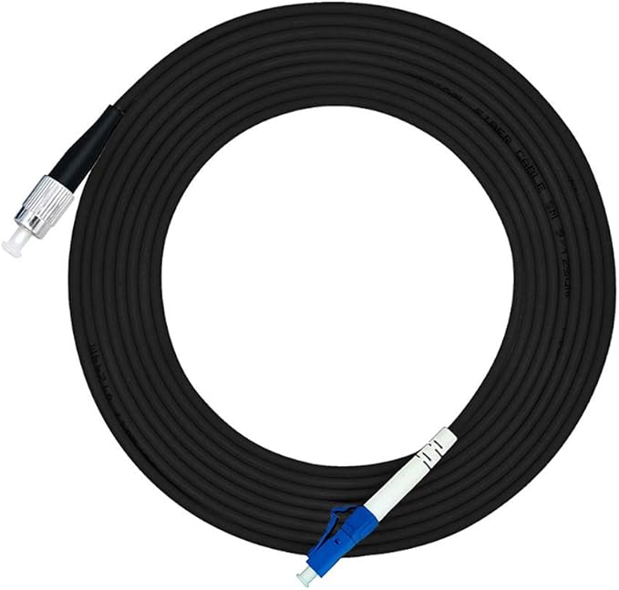 Jeirdus 5M LC to FC Outdoor Armored Simplex 9/125 SM Fiber Optic Cable Jumper Optical Patch Cord Singlemode 5Meters 16ft LC-FC