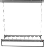 banborba Electric Retractable Airing Rack, Ceiling Mounted Clothes Drying Rack, Retractable Clothesline, Vertical Laundry Drying Rod with LED Light & Remote, 110V 24W, Gray