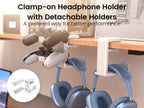3in1 Rotating Headphone Holder - EURPMASK 3in1 PC Gaming Headset Holder w/Detachable Controller Holder, Adjustable Clamp-on Headset Stand,Headphone Hanger Hook Under Desk w/Cable Clip Organizer
