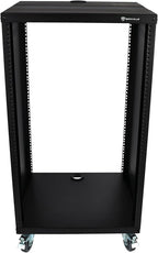 Rockville RR18U 18U Live Sound/Recording Studio Rack Case with Wheels, Reversible Rack Rails, Front & Rear Mounting, Cable Management Ports, 440lb Capacity