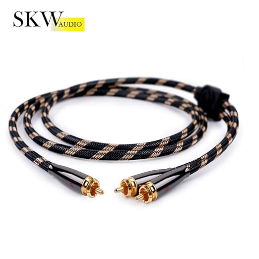 SKW RCA Y Splitter Cable 1 Male to 2 Male Subwoofer Cord, BG Series Ultra-high Purity Copper RCA Y Cable with OD 7.0mm, Multiple Shield Stereo Audio Cable for Subwoofer, Home Theater 3.2ft (1M)