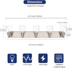TODOLUZ 5-Light Vanity Light Fixture in Brushed Nickel, Clear Glass Bathroom Light Over Mirror, Modern Wall Sconce Lighting for Living Room