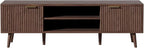 SHGJ&SOFT Storable TV Stand 65 Inch,Mid Century Modern TV Console Two Cabinet Doors with Open Partition in The Middleby by Wooden for Living Room,Bedroom. (Brown, 1PC)