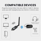 Avantree ProLink - Bluetooth 5.4 LE Audio Transmitter & Receiver Set, aptX Lite, 20 ms Ultra-Low Latency & HiFi Wireless Audio Adapter for Gaming, Calls, Music, Plug & Play for PC, PS5, Mac, Phones