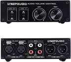 HXBER Passive Audio Volume Controller with Fully-Balanced & Single-Ended Mode XLR & RCA Interface for Home Stereo System Pre-Amplifier Speaker, Black