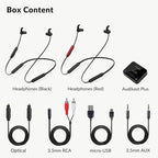 Avantree HT41866 - Wireless Earbuds for TV Listening (Set of 2), 20H Neckband Headphones with Bluetooth Transmitter for Optical Digital Audio, RCA, 3.5mm Aux Ported TVs, Plug & Play, No Audio Delay