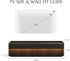POVISON Fully-Assembled Mid Century Modern TV Stand, 70.87" Entertainment Center with LED Light, Black Walnut Solid Wood TV Console for Living Room, TV Stand with Storage