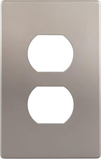 ENERLITES, Nickel Elite Series Duplex Outlet Receptacle Cover, Screwless Wall Plate, Standard Size, 1-Gang 4.68" x 2.93", Unbreakable Polycarbonate Thermoplastic, UL Listed, SI8821-NK