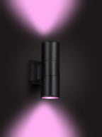 rosykite Exterior Double Up Down Outdoor Wall Lights,Mi.Light Remote Control RGB Color Changing 1000lm Warm White 3000k RGBW Cylinder Outdoor Wall Light,Smart LED Exterior Lighting (2 Pack)