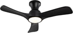 Gaizw 36 Inch Black Ceiling Fans with Lights, Flush Mount Ceiling Fan with Light, Modern Smart Wood Fan Light, 6-Speed Remote Control, Quiet Reversible Motor, Fans for Bedroom Study Room and Garage