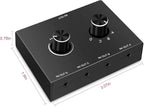 4 Port Audio Switch, 3.5mm Stereo AUX Selector, 4 Input 1 Output / 1 Input 4 Output Splitter, Switcher Box With 4 Channel Switch Knob, No External Power Required
