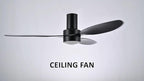 SMAAIR Ceiling Fan with Light and Remote Control 52 Inch, Flush Mount Ceiling Fans with Lights, Reversible, Noiseless DC Motors, Dimmable, Indoor Ceiling Fan for Bedroom, Living Room, Black