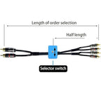 1.5ft Sound Channel swicher 2 male to 4 Male RCA Switch Selector 2 input 1 Output R/L Stereo Audio 1 in 3 Out Stereo Audio Splitter with Mute Button No External Power Required CD Speaker DVD Playe