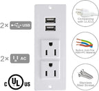 Recessed Power Strip with USB Mountable Power Strip with USB 2 Power Outlets 2 USB Hub Built in Desk Table Coneference Sofa Cabinet Drawer