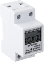 Digital Energy Meter LCD Display 50A 60A Single Phase Power Monitor Electric Consumption Meter with Backlight LED Pulse Indicator for Industrial Commercial Use(Without backlight)