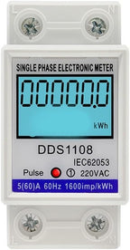 Digital Energy Meter LCD Display 50A 60A Single Phase Power Monitor Electric Consumption Meter with Backlight LED Pulse Indicator for Industrial Commercial Use(With backlight)