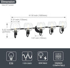 WINSHEN 5-Lights Black Bathroom Vanity Light Fixtures Over Mirror, Modern Vanity Wall Sconce Lighting with Globe Seeded Glass Lampshades for Bedroom Kitchen Hallway
