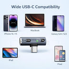 Mizi 2025 Upgraded USB C Splitter 100W Fast Charging Adapter – Dual USB C Headphone & Charger Dongle for iPhone 16/15, iPad, MacBook, Galaxy S24/S23, Pixel & More – Audio + Power Adapter - Grey