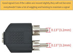 HAHIYO 3.2 F-2x3.2 RCA M Stereo Plug Interconnect Audio Two Males 3.2mm(1/8inch) and one Female 3.2mm(1/8inch) Adapter Splitter Good Signal Sound Snap Tight Not Wobble for Headphone Guitar Black 2pcs
