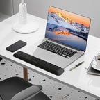 MEKASS Ergonomic Wrist Rest for Keyboard and Mouse, Soft Memory Foam Keyboard Wrist Rest Set with Non-Slip Silicone Base, Easy Typing, Pain Relief, Comfort for Office, Work, Gaming (Light Gray)