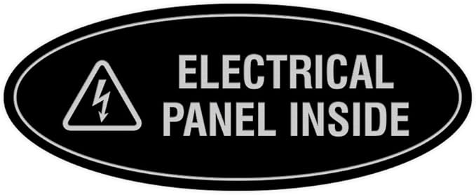 Signs ByLITA Oval Electrical Panel Inside Sign (Black/Silver) - Large