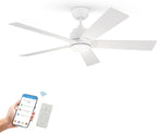 SMAAIR Smart Wifi LED Ceiling Fan, 52inch Plywood Indoor/Outdoor smart ceiling fan with Remote, App control with Timer and Schedule, Compatible with Alexa/Google Assistant/Siri Shortcuts (White)