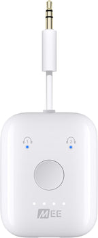 MEE audio Connect Air in-Flight Bluetooth Wireless Audio Transmitter Adapter for up to 2 AirPods / Other Headphones; Works with All 3.5mm Aux Jacks on Airplanes, Gym Equipment, TVs, & Gaming Consoles