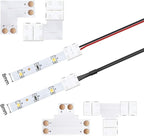 LightingWill 2 Pin LED Strip Light Connector Kit, 8mm Solderless Adapter Connectors, LED Strip Accessories Set for 8mm Wide 3528 2835 Single Color Flex LED Strips, 24 Pack